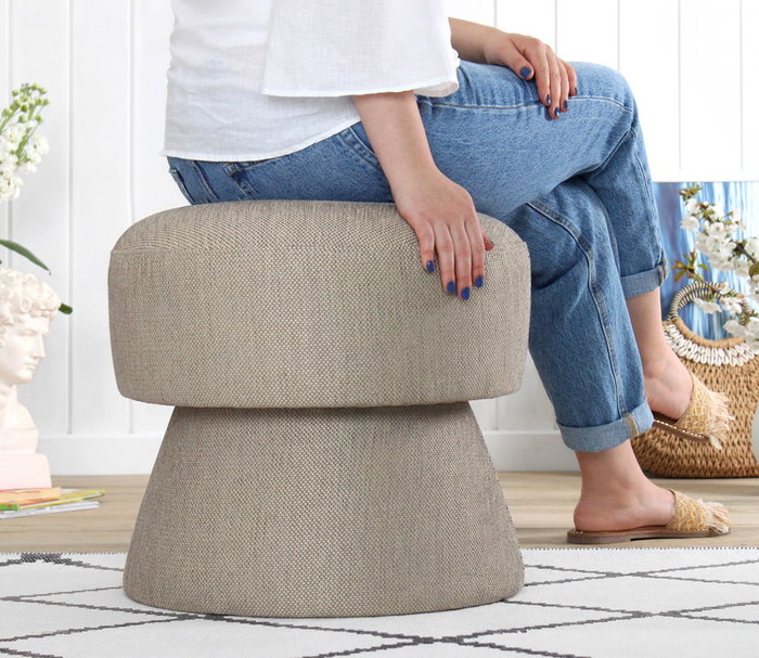 Atelier Del Sofa Endor 7457 Puf tapizado en algodón y lino, 45x48cm
